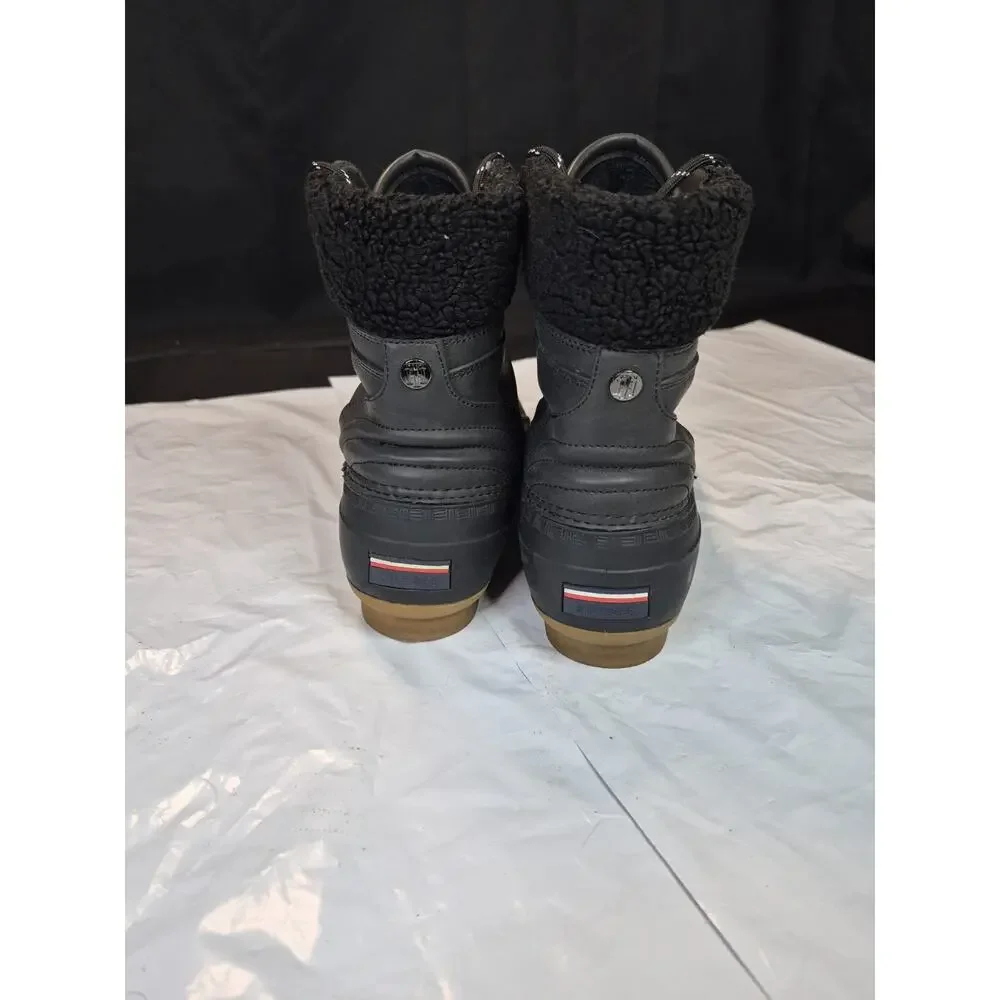 Tommy Hilfiger Women's Sz 10M Black Rain Winter Duck Boots Shoes Lace Up Boot